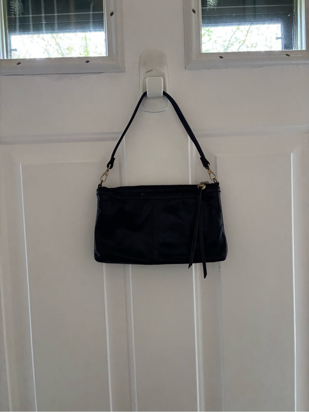 HOBO Black Leather Shoulder/Crossbody Bag with Gold-Tone Hardware